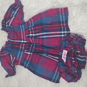 RuffleButts Plaid Baby Dress with Bloomers Sz 6-12 Months